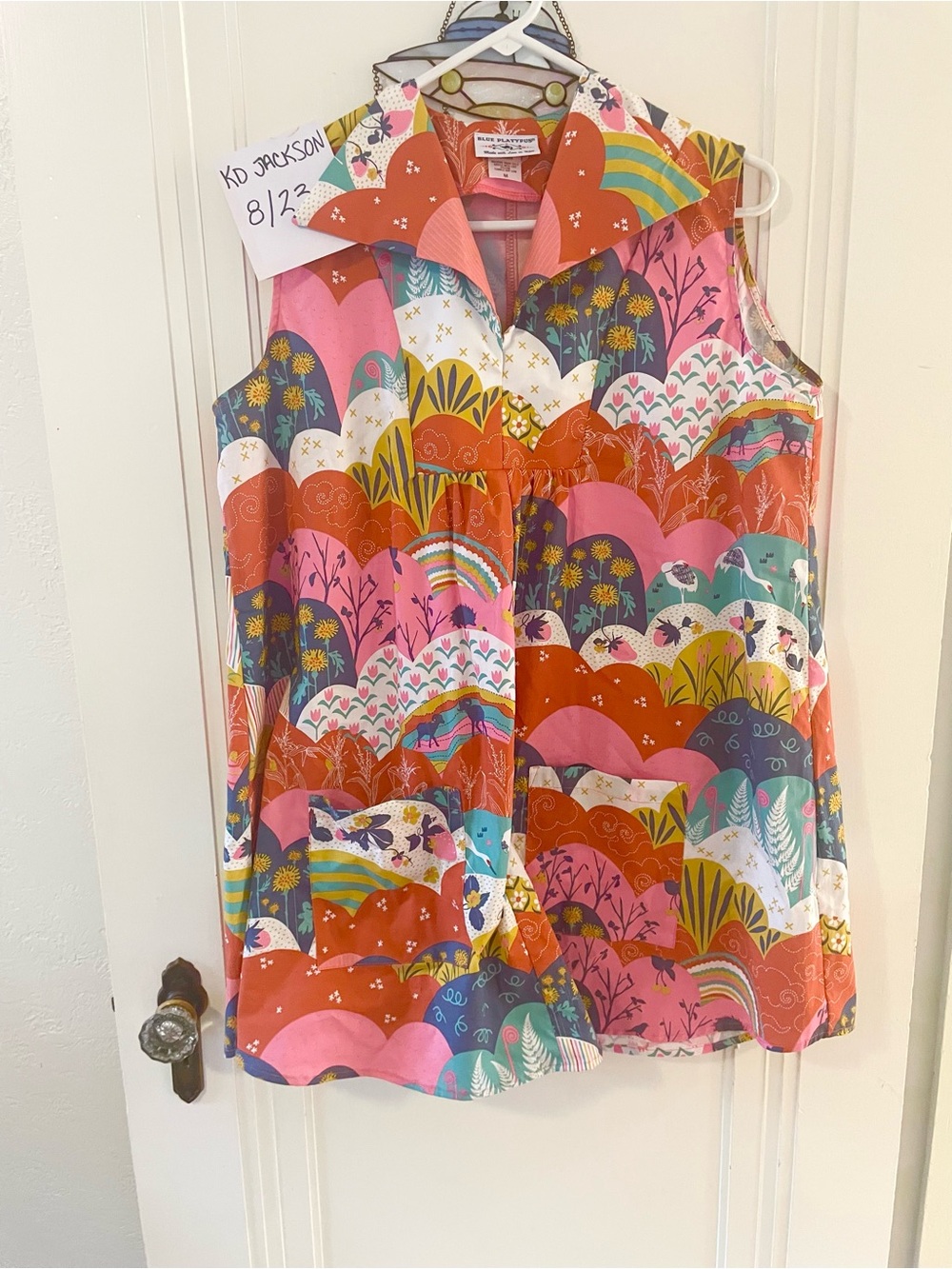 Sleeveless Blue Platypus Retro Farm Scene Mini Dress